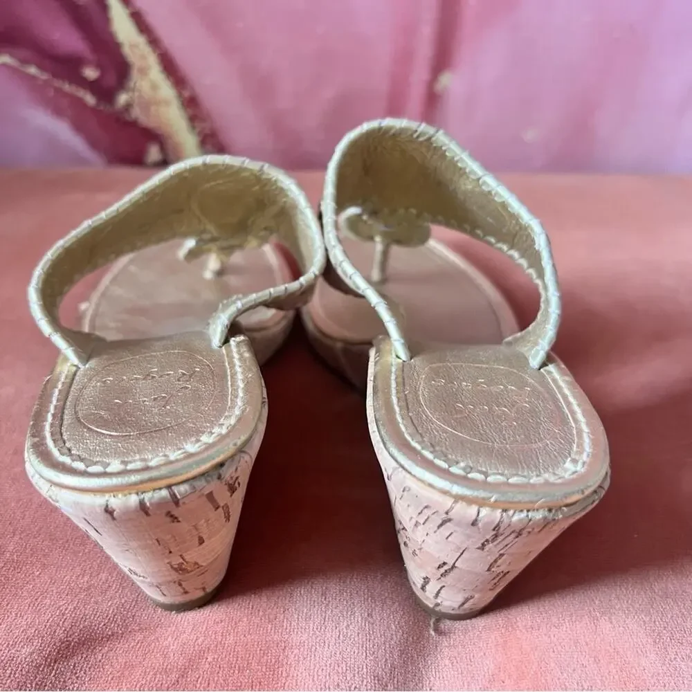 Jack Rogers Marbella Wedge Sandal in Cork and Gold 8
